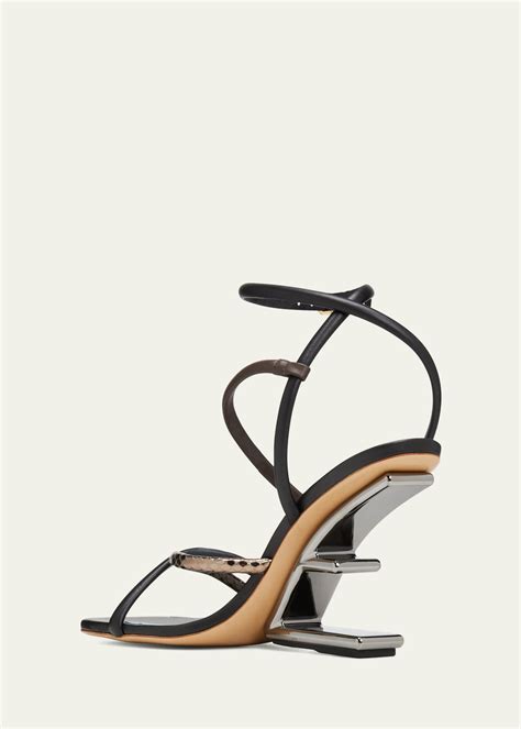 fendi colorblock strappy napa architectural-heel sandals|FENDI Colorblock Strappy Napa Architectural.